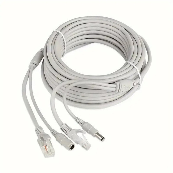 Сетевой и силовой кабель RJ45 DC 20 м медный для компьютерных сетей и камер