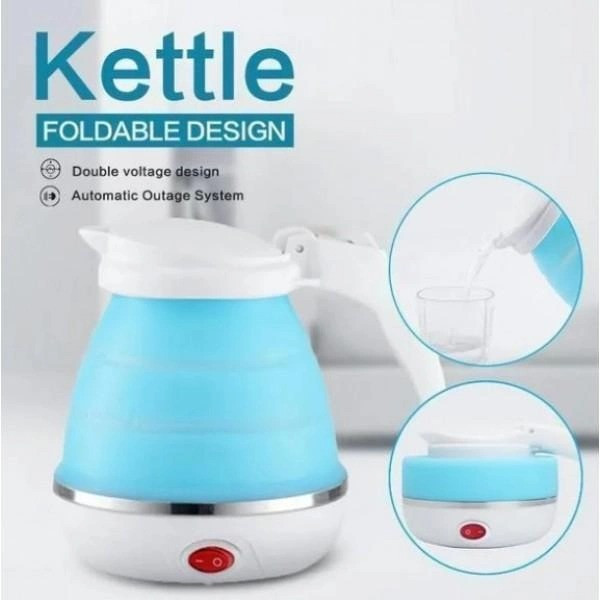 Складной электрочайник Electric Kettle с силиконовым корпусом для походов и путешествий голубой 600 мл