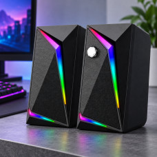 Проводные компьютерные колонки MUSIC D.J. M-110C с RGB подсветкой, 2 динамика