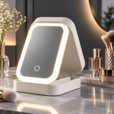 Органайзер для косметики с LED-зеркалом и подсветкой, многофункциональный, USB питание