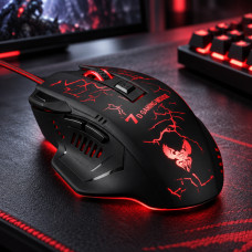 Проводная игровая мышь GAMING MOUSE X7 с подсветкой, длина кабеля 1.5 м, черная для настольного ПК
