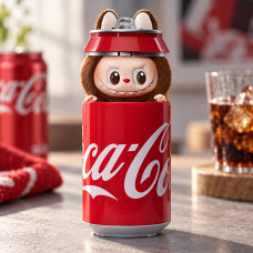 Плюшевый брелок Labubu в виде банки Coca Cola коллекционная игрушка