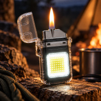 Электроимпульсная спиральная USB зажигалка с фонариком и влагозащитой 9258