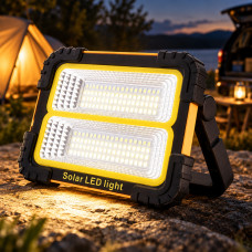 Аккумуляторный светодиодный прожектор-фонарь 30W с солнечной батареей и функцией Power Bank 3600mAh