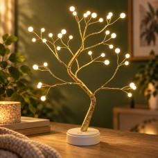 Светильник декоративное дерево Bonsai led tree light h20in N2 с гирляндой на USB и батарейках AA