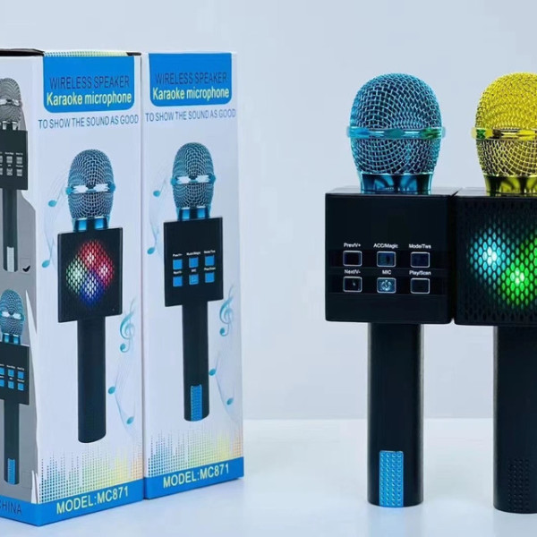 Микрофон для караоке MC-871 с динамиком и Bluetooth шумоподавлением, ручной беспроводной