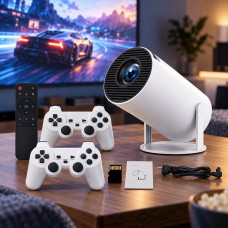 Портативный проектор X10 Plus с Android и комплектом джойстиков для игр, Wi-Fi, питание USB