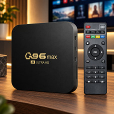 Смарт TV приставка Q96 MAX с Android 10, 4K, Wi-Fi, память 1 ГБ RAM и 8 ГБ ROM, питание от сети 220 В