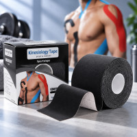 Кинезио тейп EasyFit для спорта и реабилитации черного цвета