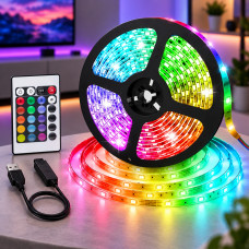 Светодиодная лента LED 5050 RGB длиной 5 метров с питанием от USB