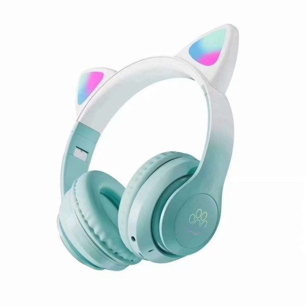 Детские беспроводные накладные наушники Bluetooth с кошачьими ушками и подсветкой STN-28 PRO