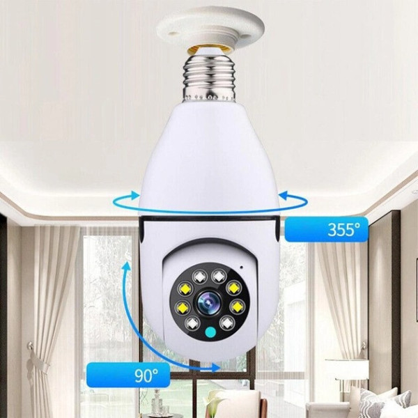 Панорамная IP-камера видеонаблюдения WIFI 2DUAL LENS LAMP Camera с обзором 360 градусов и датчиком движения дл