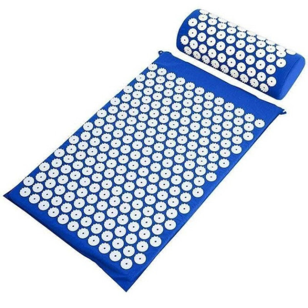 Массажный коврик с валиком Acupressure Mat для снятия стресса и уменьшения боли прямоугольной формы