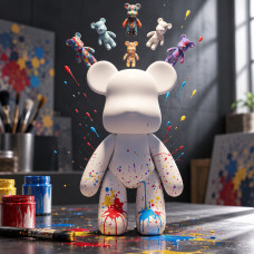 Набор для творчества с флюидным эффектом Креативный мишка DIY creative fluid bear с тремя красками
