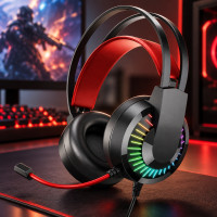 Игровые наушники IMS-E1008 с USB-разъемом и внешним микрофоном черного цвета