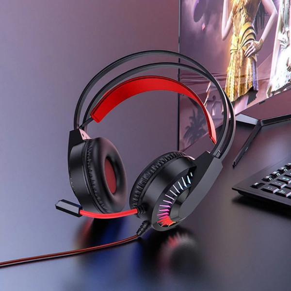 Игровые наушники IMS-E1008 с USB-разъемом и внешним микрофоном черного цвета