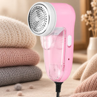 Машинка для удаления катышек аккумуляторная беспроводная AD-268, 3 Вт, с кнопкой и щёткой, розовая