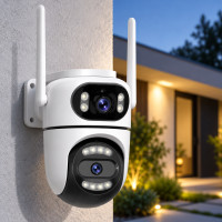 Уличная PTZ IP камера Q2 Dual Lens с обзором 360°, ночной съемкой и Wi-Fi подключением
