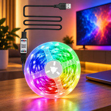 Светодиодная RGB лента 5050 с Bluetooth управлением и многоцветной подсветкой