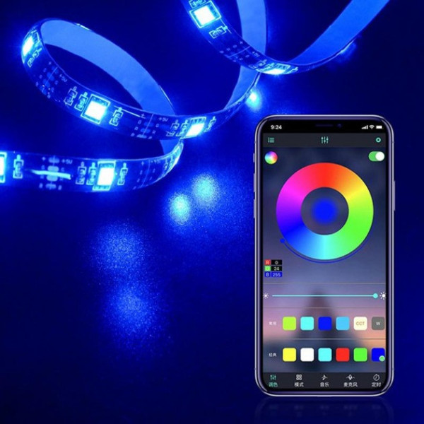 Светодиодная RGB лента 5050 с Bluetooth управлением и многоцветной подсветкой