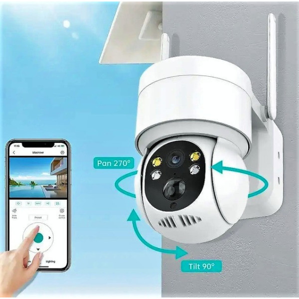 Wi-Fi камера видеонаблюдения для улицы на солнечной батарее 360° с ночным видением TQ1-GK4-6MP ISEE