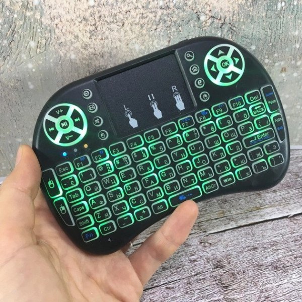 Мини клавиатура с подсветкой и Bluetooth тачпадом для Android TV BOX UKC MWK08/i8 LED механическая