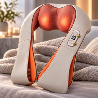 Роликовый массажер Massager of Neck Kneading с подогревом для шеи, плеч и всего тела, 4 кнопки ручного управле