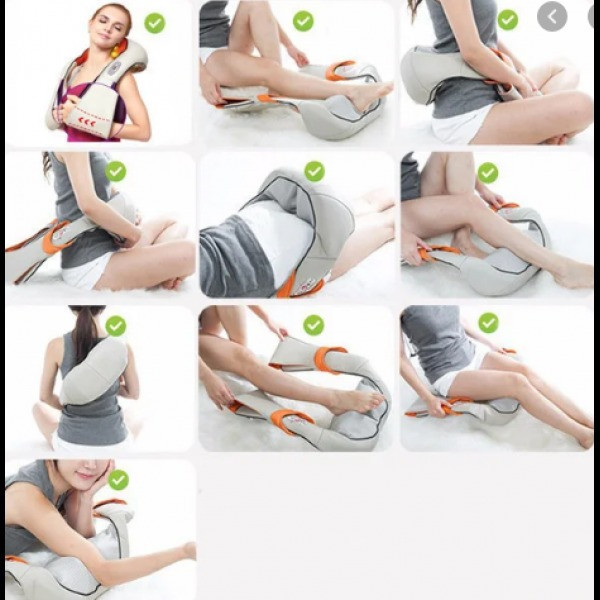 Роликовый массажер Massager of Neck Kneading с подогревом для шеи, плеч и всего тела, 4 кнопки ручного управле