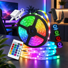 Светодиодная лента RGB 5050 длиной 2 м с пультом управления для фоновой подсветки самоклеящаяся