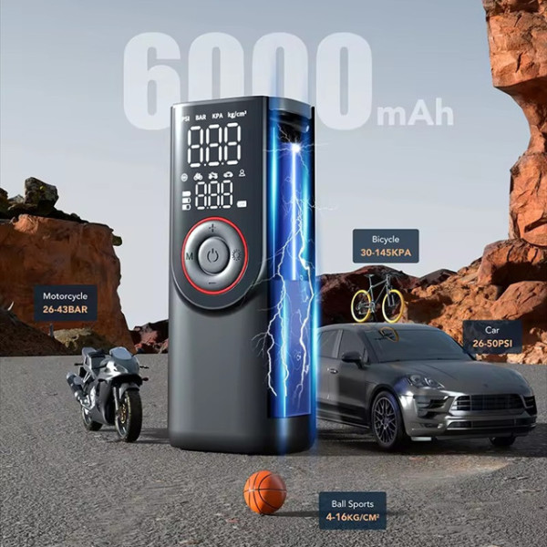 Компрессор электрический ATJ-9566 150 PSI с аккумулятором и цифровым дисплеем, ручной насос