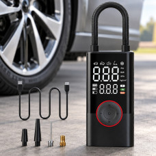 Автокомпрессор универсальный 12V с электронным дисплеем, однопоршневой, ручной и аккумуляторный насос