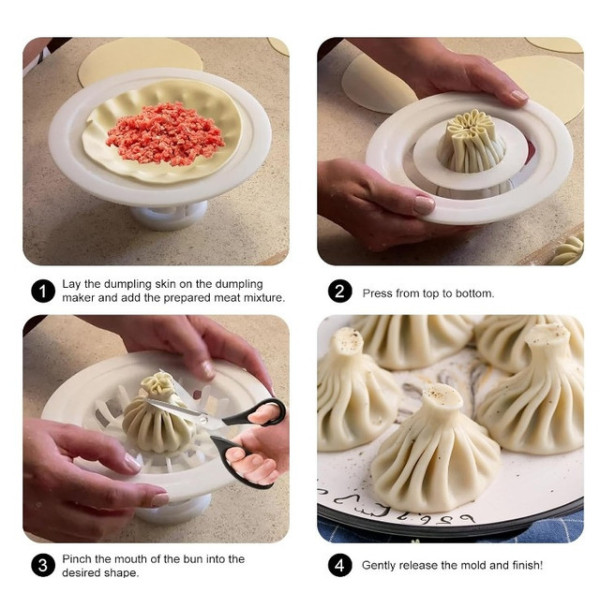 Аппарат для лепки хинкали и пельменей Khinkali Maker с пластиковым корпусом, ручное приспособление