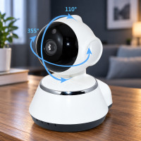 Внутренняя поворотная IP-камера видеонаблюдения NET Q6 с Wi-Fi, белая, режим день/ночь, питание 220В