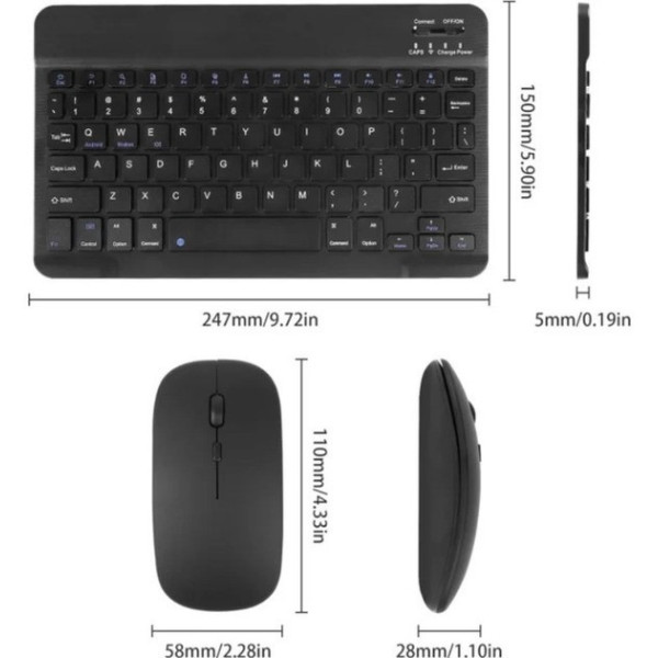 Беспроводная клавиатура и мышь AND 5370 с Bluetooth, перезаряжаемая, эргономичная, полноразмерная для ПК и ноу