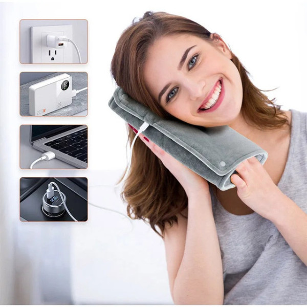 Электрогрелка USB для тела, рук и ног многофункциональная Grey с аккумуляторным питанием