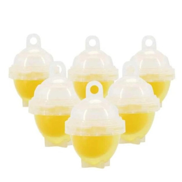 Формы для варки яиц без скорлупы Eggies, 6 штук, пластиковые с ручками, прозрачные