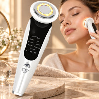 Электрический массажер для лица и шеи 7 в 1 с микротоками и LED-подсветкой