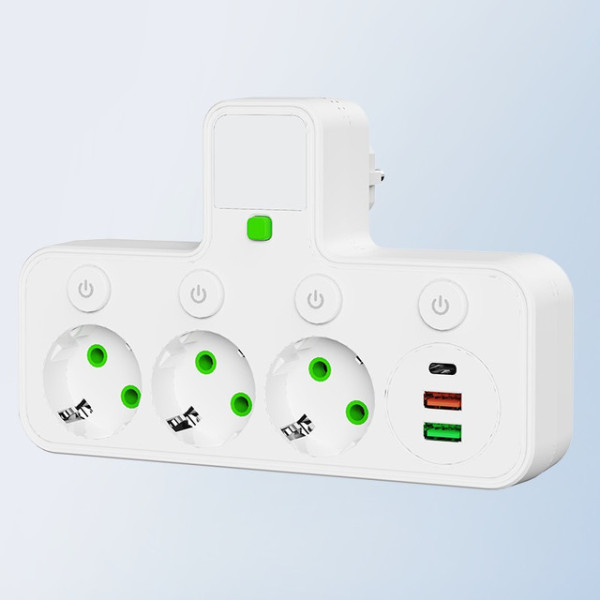 Мережевой фильтр-подовжитель AND 5378 с 3 розетками и USB для питания приборов с выключателем