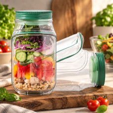 Портативный салатник AND1662 Salad Pad 300 мл с отделением для соуса из пластика прозрачный