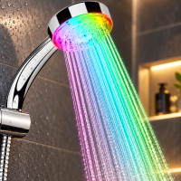 Верхний душ с LED-подсветкой SHOWER 3 цвета, насадка из нержавеющей стали