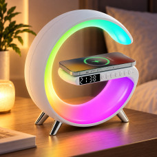 Настольный светодиодный ночник с RGB подсветкой и беспроводной зарядкой Happy Light Light Sound Machine 24см
