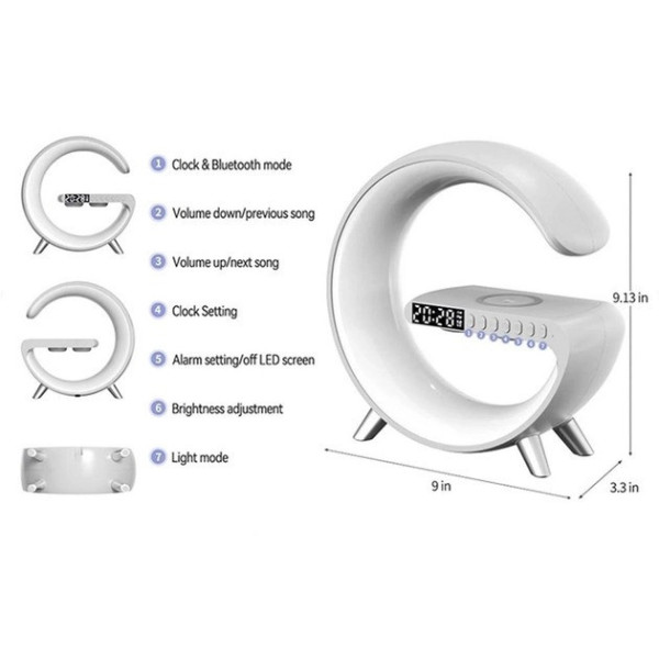 Настольный светодиодный ночник с RGB подсветкой и беспроводной зарядкой Happy Light Light Sound Machine 24см