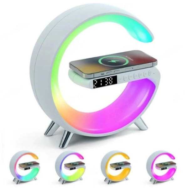 Настольный светодиодный ночник с RGB подсветкой и беспроводной зарядкой Happy Light Light Sound Machine 24см