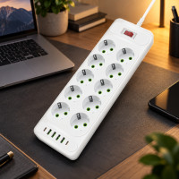 Мережевой фильтр-переноска D10 с 10 розетками и USB Type-C PD, длина 5 м