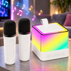 Беспроводная колонка K18 Bluetooth с караоке, RGB подсветкой и двумя микрофонами