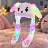 Светящаяся шапка с двигающимися ушами Кролик Pikachu Пикачу белая