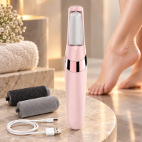 Пемза электрическая Wanhengda Pedi Electronic для ног и пяток аккумуляторная с двумя насадками розового цвета