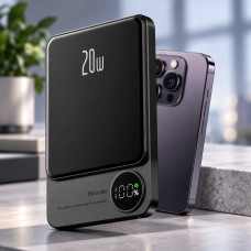 Портативный аккумулятор Powerbank Q9 5000 mAh с дисплеем и беспроводной зарядкой MagSafe