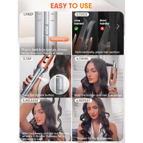Плойка автоматическая Sheglam Hair Curler Bella с керамическим покрытием и терморегулятором для завивки волос