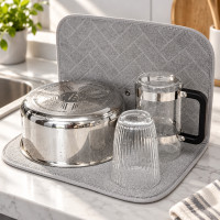 Настольная сушилка для посуды Dish Drain Rack с микрофибровым ковриком одного уровня